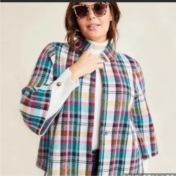 Anthropologie knit plaid 3.4 sleeve jacket sz S - Picture 6 of 6